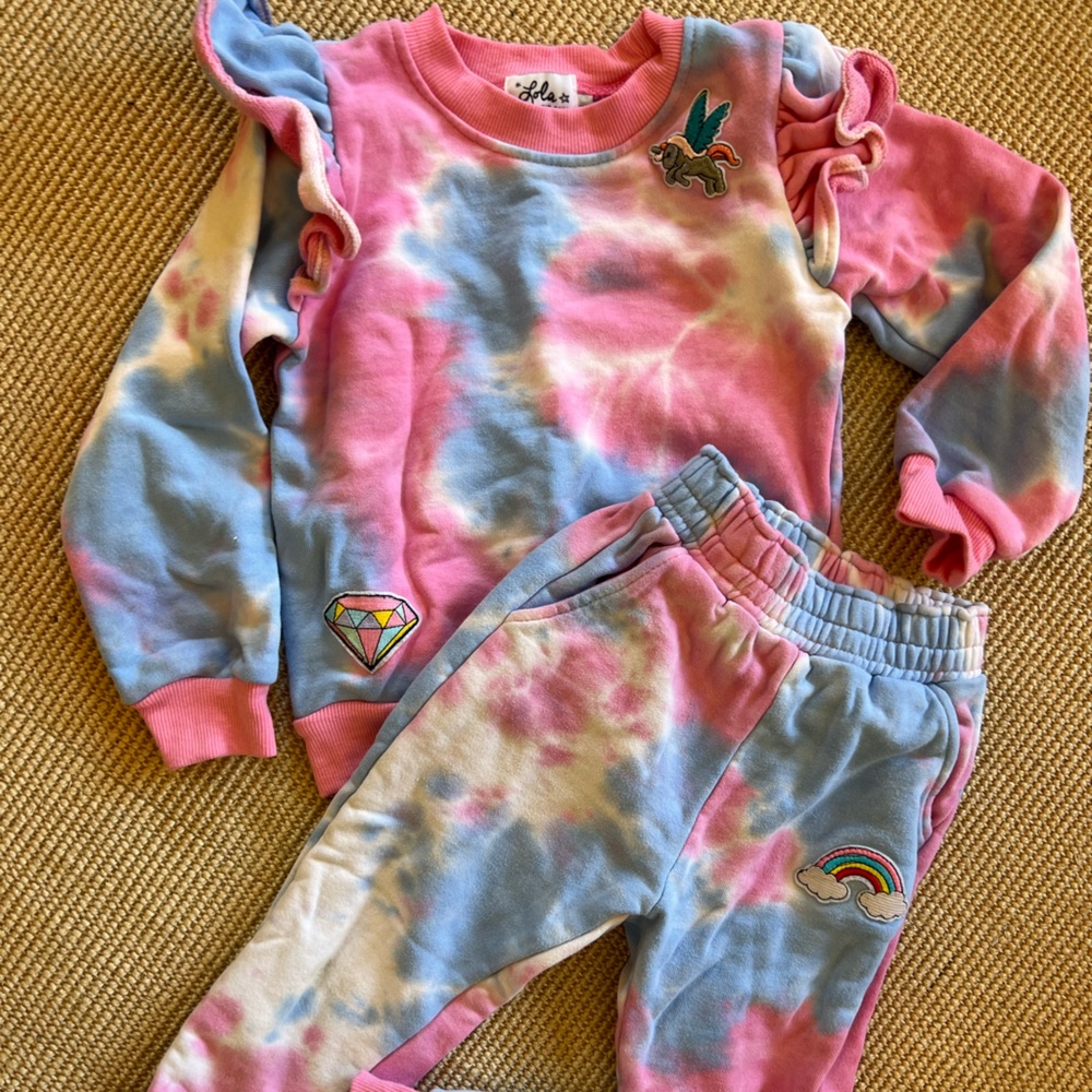 Lola + the Boys tie dye sweatshirt sweatpants set size 6 good condition